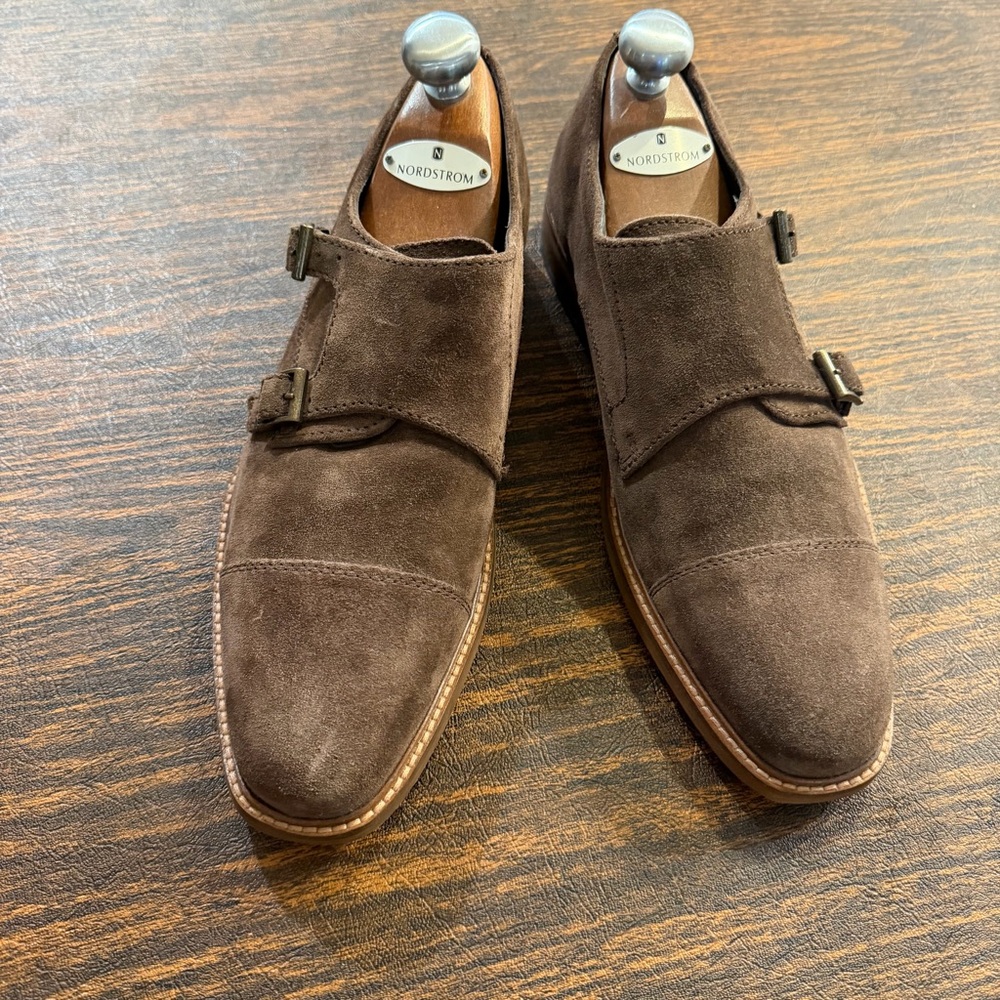 Alfani Brown Suede Double Monk Strap Oxfords